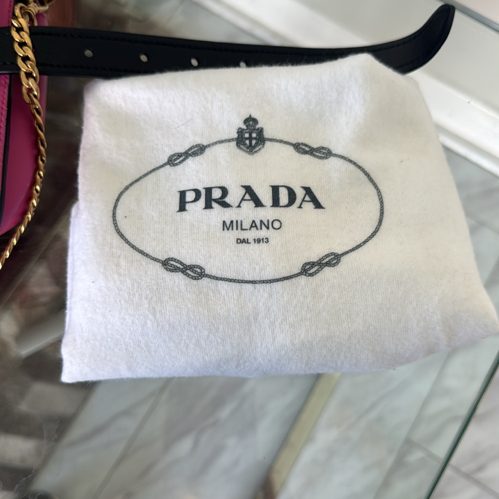 Prada City Calk Cahier Pink Black Leather Cross Body or Belt Bag + DUST BAG - Picture 14 of 14